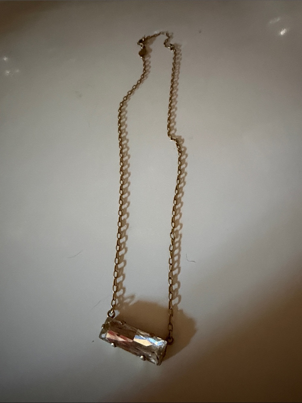 Antique Cathryn Popesco Delicate Clear Crystal Bar Necklace - Women Jewelry
